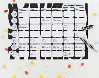 Wochenplaner | Wochenplaner | Familienorganizer | Familienplaner | Planer zum Ausdrucken | Sofort Download | Schwarz und weiß