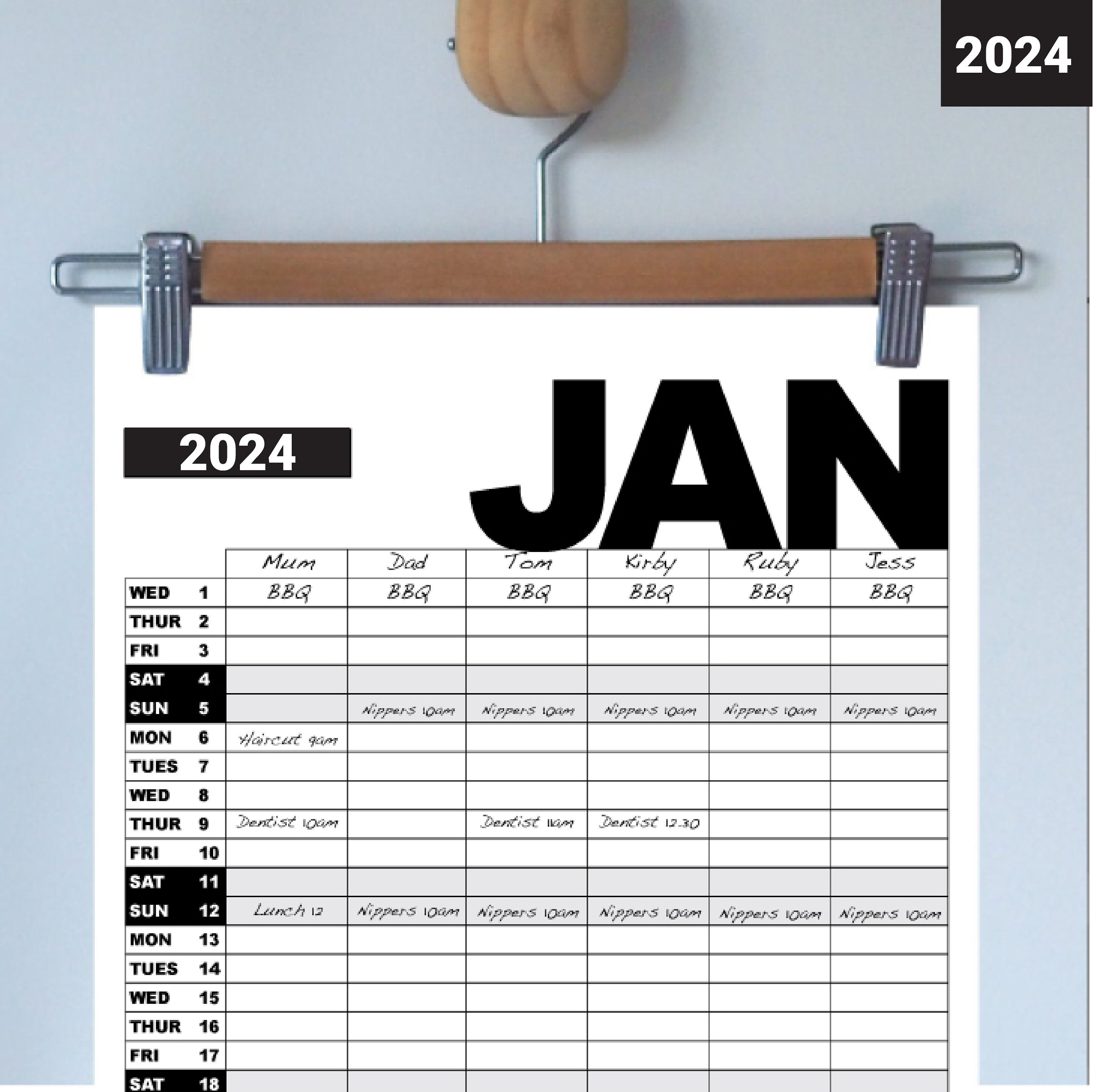 Mon Agenda Familial 2024: Calendrier familial 2024 5 colonnes - Calendrier  de la Famille Organisée du Janvier 2024 à Décembre 2024, Calendrier  à