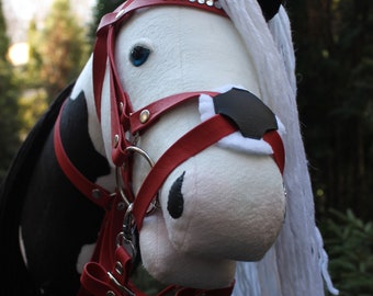 Cheval de loisir A3 ALBINO avec bride et rênes stickhorse steckenpferd cheval de loisir käpphäst keppihevonen