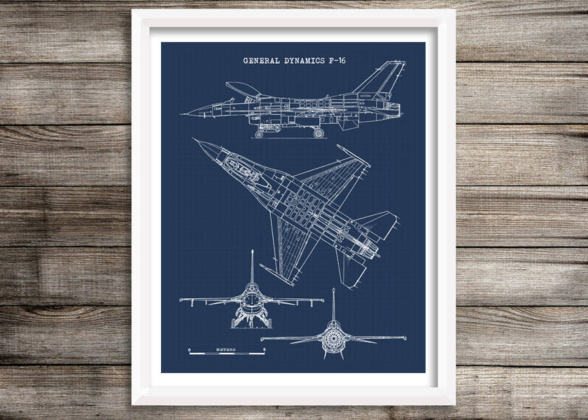 F-16 Falcon Blueprint Aircraft Blueprint F-16 Aircraft | Etsy