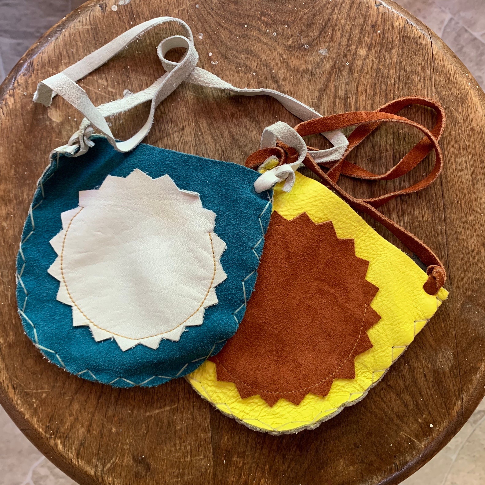 Pair of Handmade Leather Children's Pouches Etsy