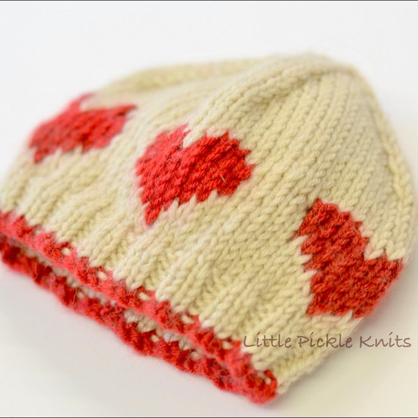 NEW! Baby Hat KNITTING PATTERN Little Hearts Rib Hat