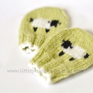 BABY KNITTING PATTERNS - baby mittens - little baa baa - newborn to 1 year