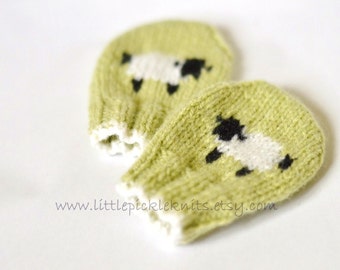 BABY KNITTING PATTERNS - baby mittens - little baa baa - newborn to 1 year