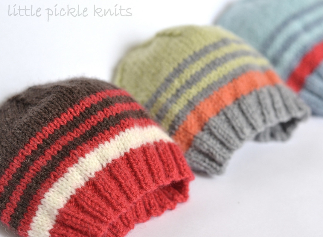EASY KNITTING PATTERNS Pdf Kids Stripy Beanie - Etsy Australia