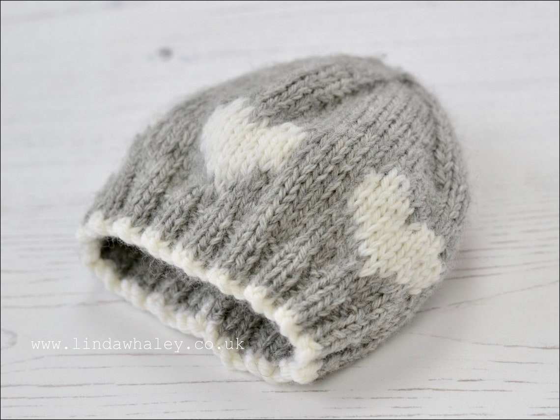 Love-heart Baby Hat KNITTING PATTERN Little Hearts Rib Hat | Etsy