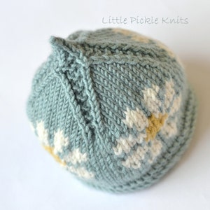 KNITTING PATTERN Baby Beanie &#39;Little Daisy Flower&#39;