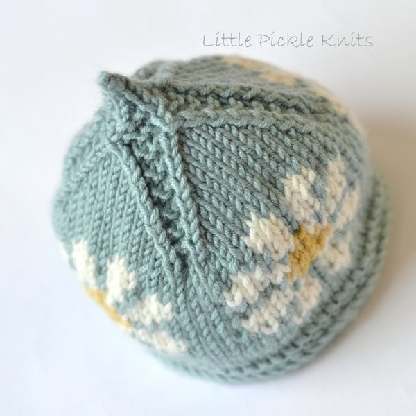 KNITTING PATTERN Baby Beanie 'Little Daisy Flower'