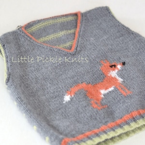 NEW Baby KNITTING PATTERNS - Mr Fox Tank Newborn to 4 years
