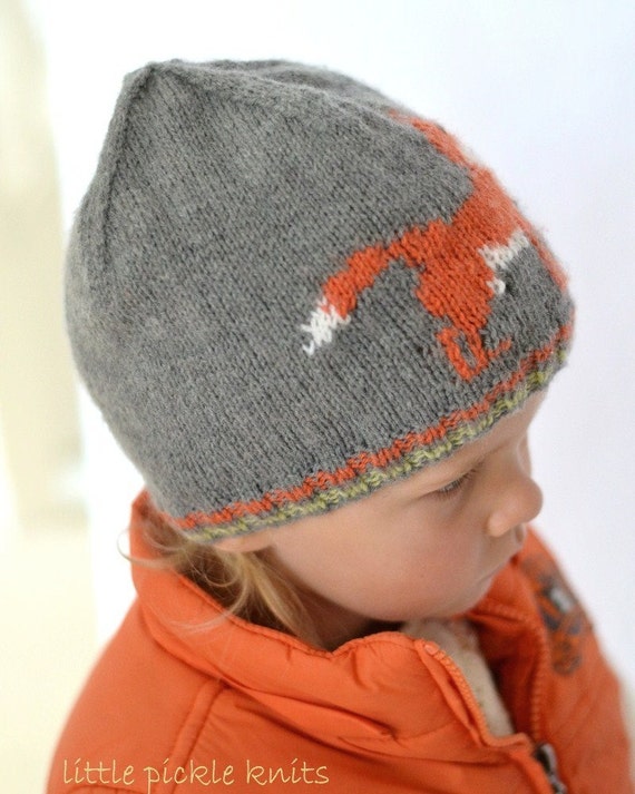 PDF KNITTING PATTERN Kids Hats 4ply Little Fox Hat Flat Knitting Etsy UK