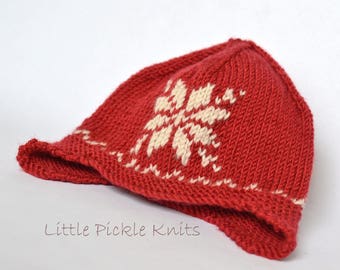 CHRISTMAS KNITTING PATTERNS - Snowflake aviator -  newborn to 9 years