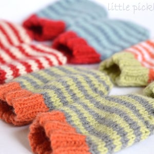 EASY BABY MITTENS - Strickmuster 4fach gestreifte Fäustlinge Neugeborene bis 1 Jahr