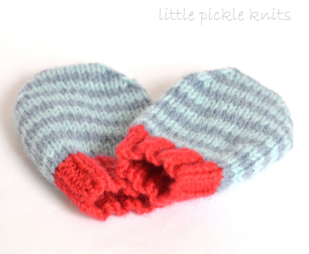 SIMPLE BABY MITTENS Knitting Pattern - 4ply Stripy Mittens Newborn to 1 ...