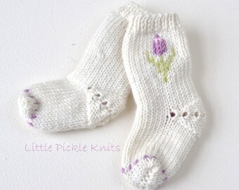 SIMPLE Baby sock knitting pattern Little Tulip.