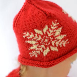 FESTIVE KNITTING PATTERN -  Snowflake Pixie Beanie - newborn to 5 years