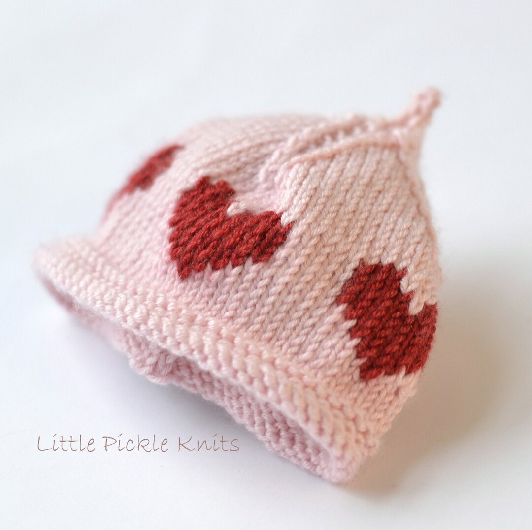 KNITTING PATTERN Little Hearts Baby Beanie Etsy