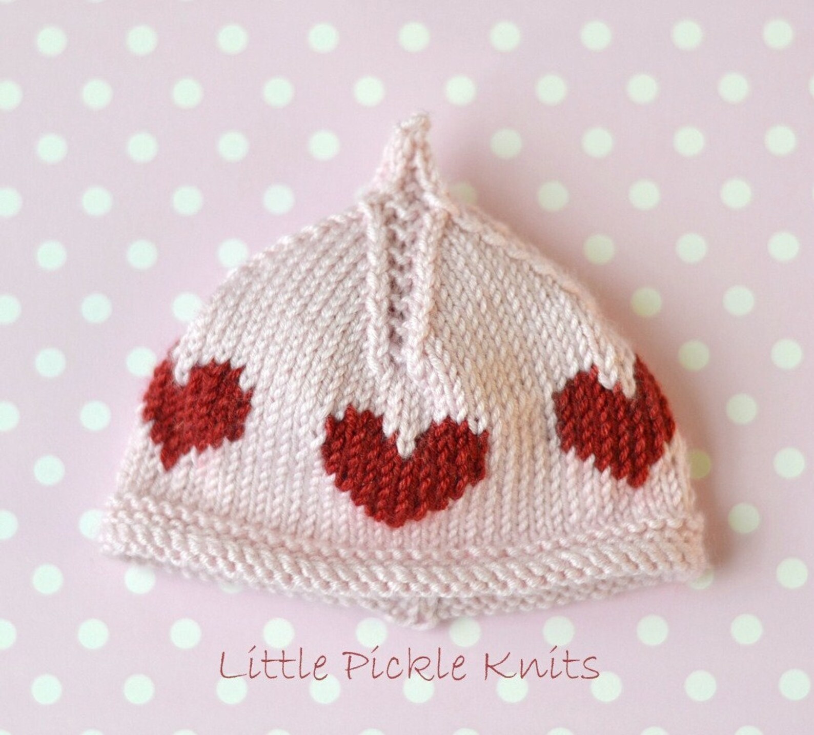 KNITTING PATTERN Little Hearts Baby Beanie Etsy