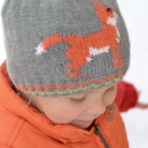 PDF KNITTING PATTERN kids hats 4ply - little fox hat - flat knitting