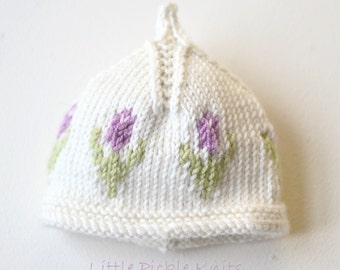 DIY Knitting pattern - Baby Beanie 'Little Tulip'