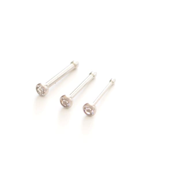 Nose Bone CZ, 18g, 20g, 22g, Clear Crystal, Body Piercings, Simple CZ Nose Bone, Dainty