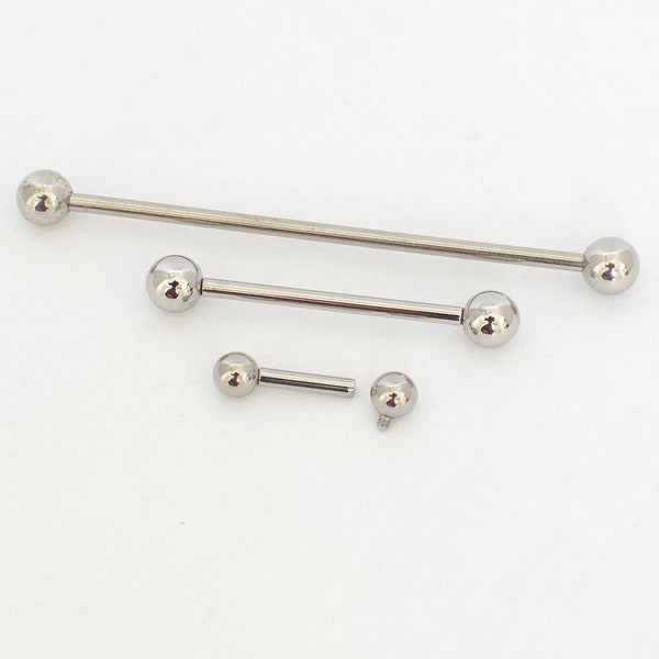 Straight Surgical Steel Bars, Internally Threaded, Straight Barbells, 14g 16g, Cartilage Bars, Steel Barbells, Body Piercings, Body Kandie