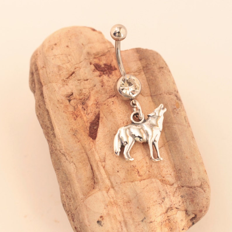 Wolf Belly Ring Wolf Navel Ring Wolf Body Piercing Wolf Etsy