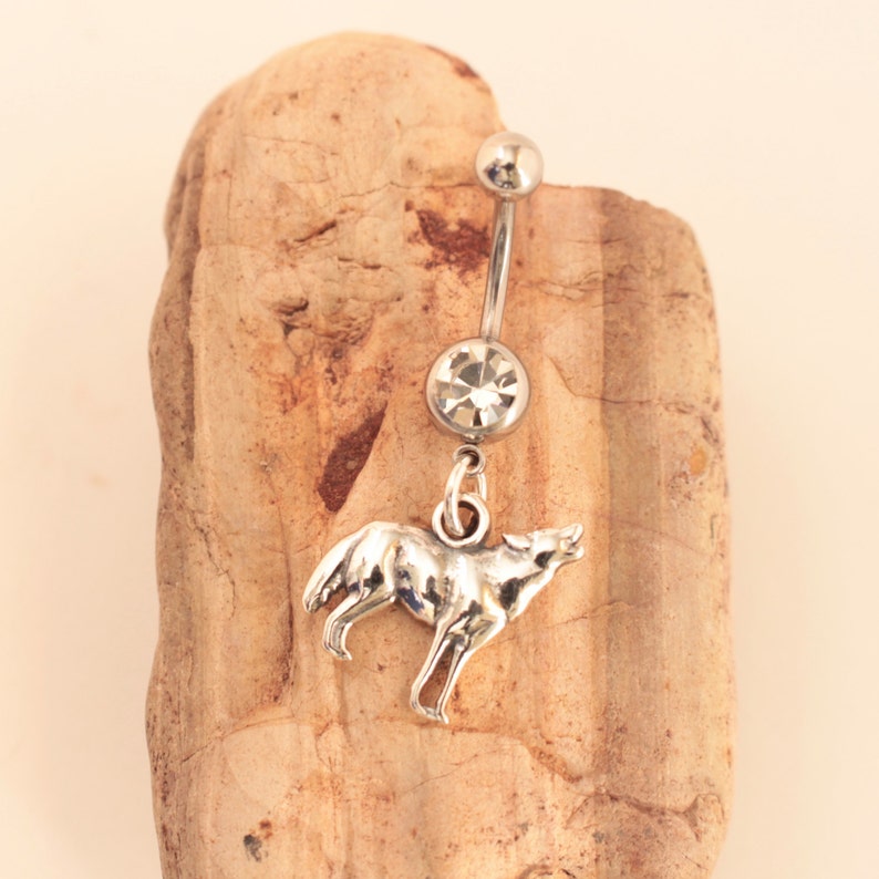 Wolf Belly Ring Wolf Navel Ring Wolf Body Piercing Wolf Etsy