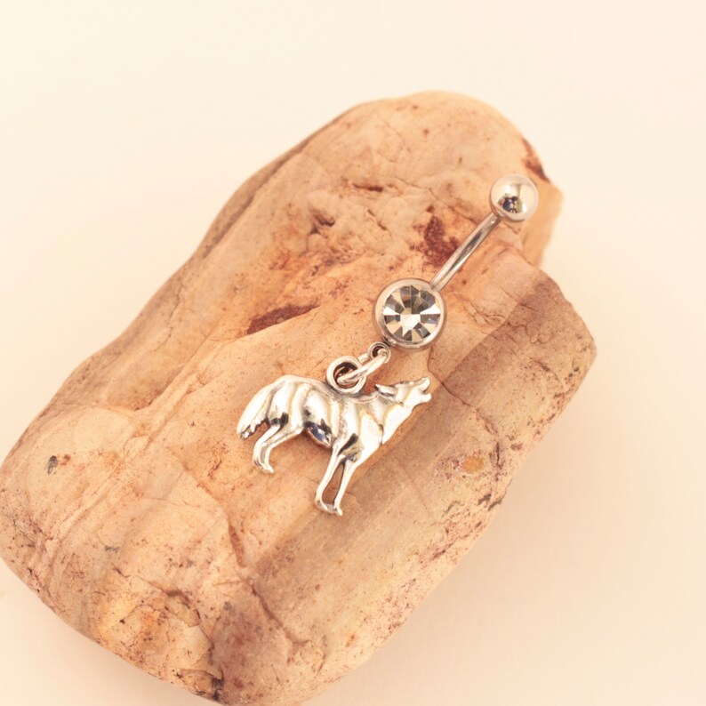 Wolf Belly Ring Wolf Navel Ring Wolf Body Piercing Wolf Etsy