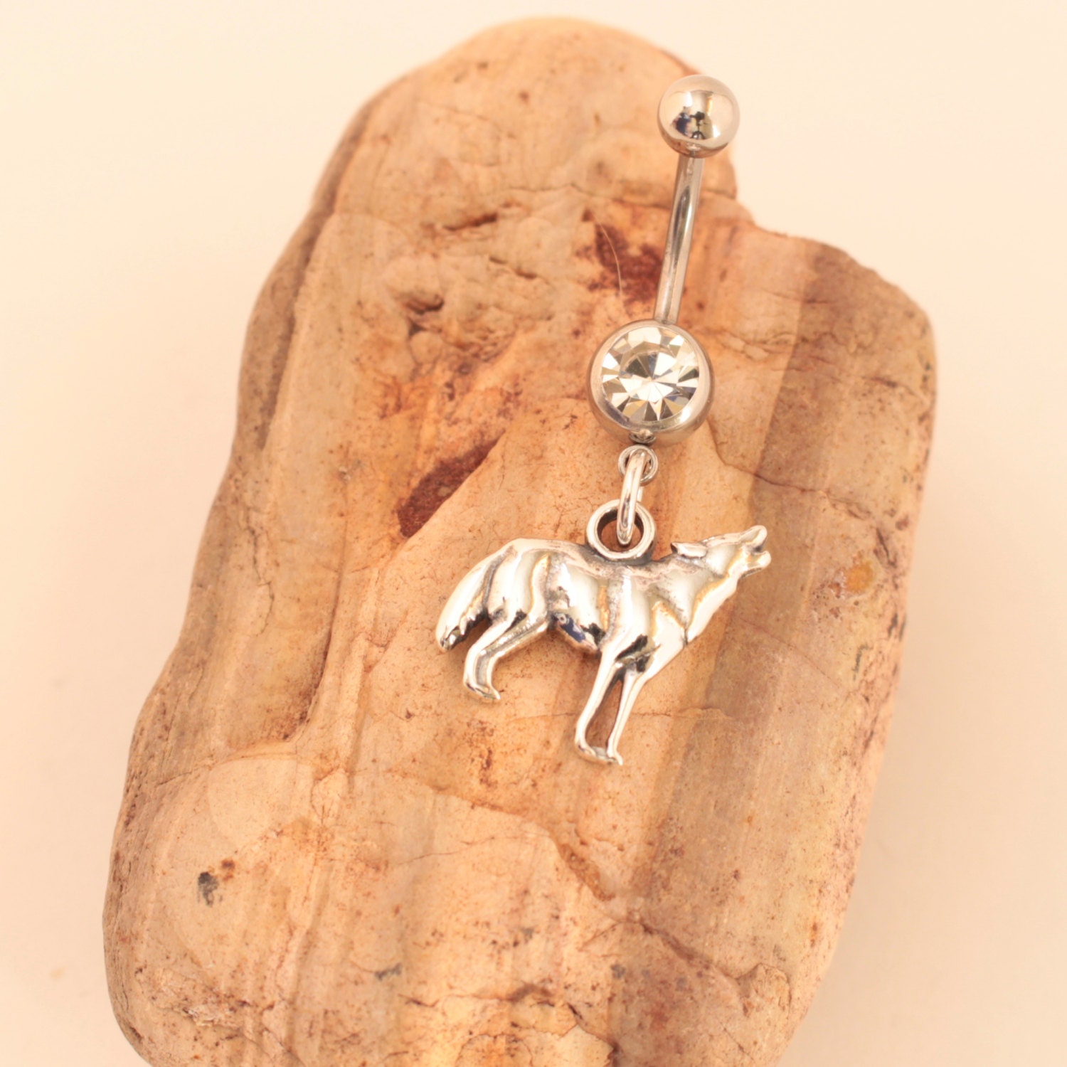 Wolf Belly Ring Wolf Navel Ring Wolf Body Piercing Wolf Etsy