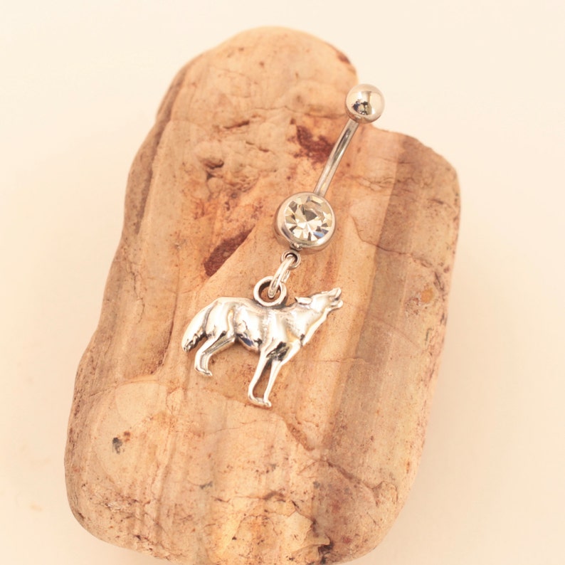 Wolf Belly Ring Wolf Navel Ring Wolf Body Piercing Wolf Etsy