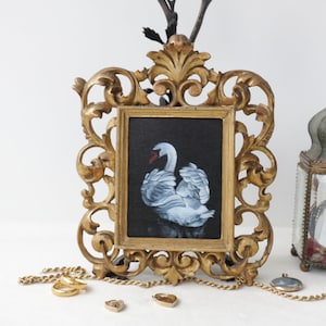 Swan Painting by Irene Owens in beautiful antique frame