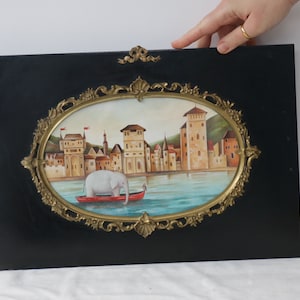 Grand Tour Painting in Wonderful Antique frame - Painting by Irene Owens