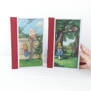 Alice in Wonderland and Through the Looking Glass Books with covers painted by Irene Owens