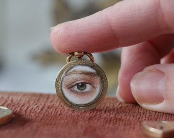 Lovers Eye - Antique Locket with Irene Owens Miniature Lovers Eye Painting