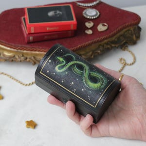 Antieke doos met meerdere ringen - slang - handgemaakte kunstdoos voor 2 ringen