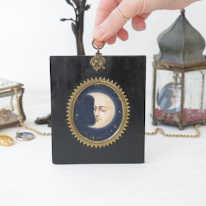 Man in the Moon Painting by Irene Owens in beautiful Antique Frame