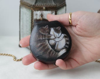 Antique Jewellery box with Sleeping cats painting by Irene Owens