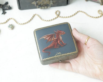 Dragon - Antique Jewellery box painted by Irene Owens