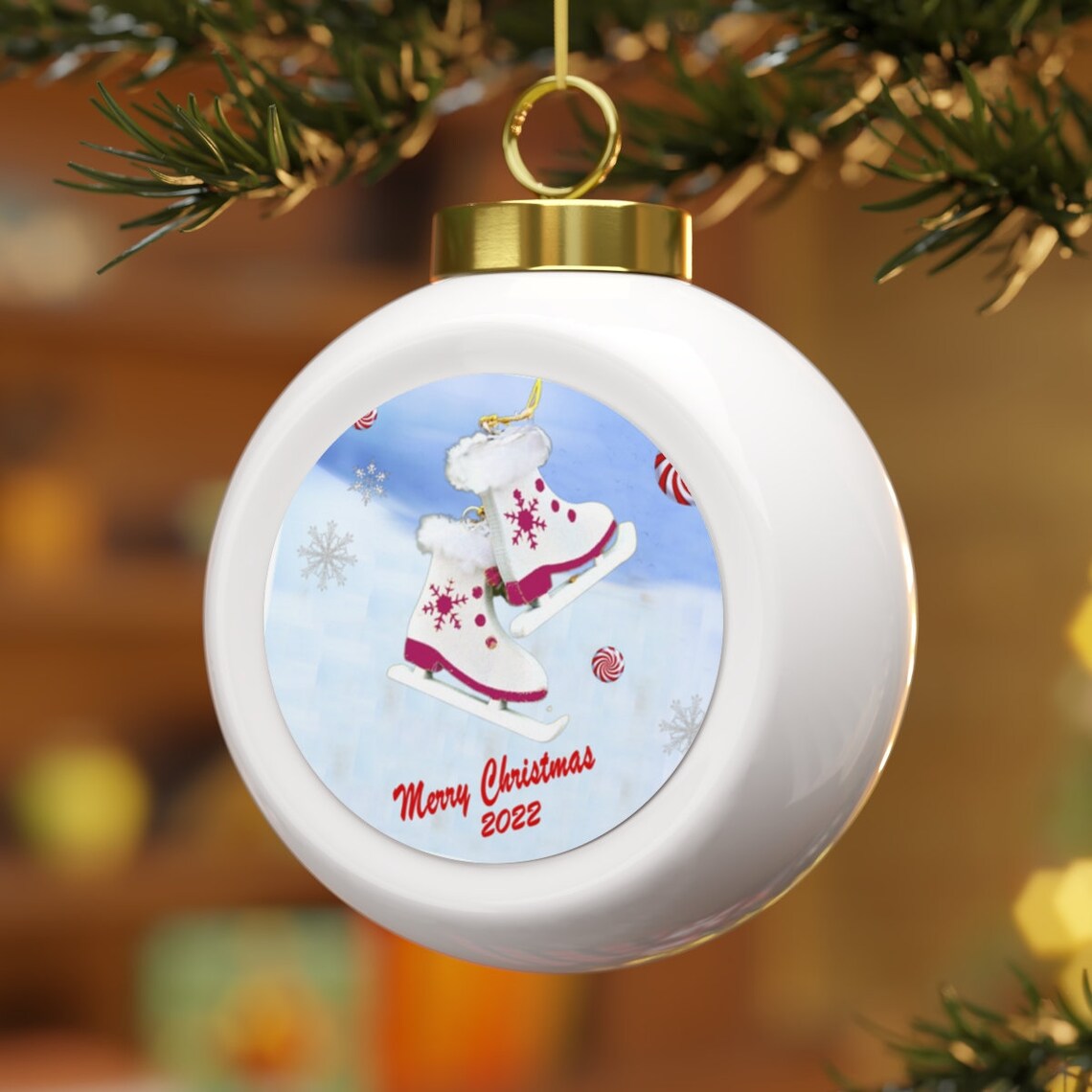 Ice Skates Christmas Ball Ornament EXCLUSIVE Etsy