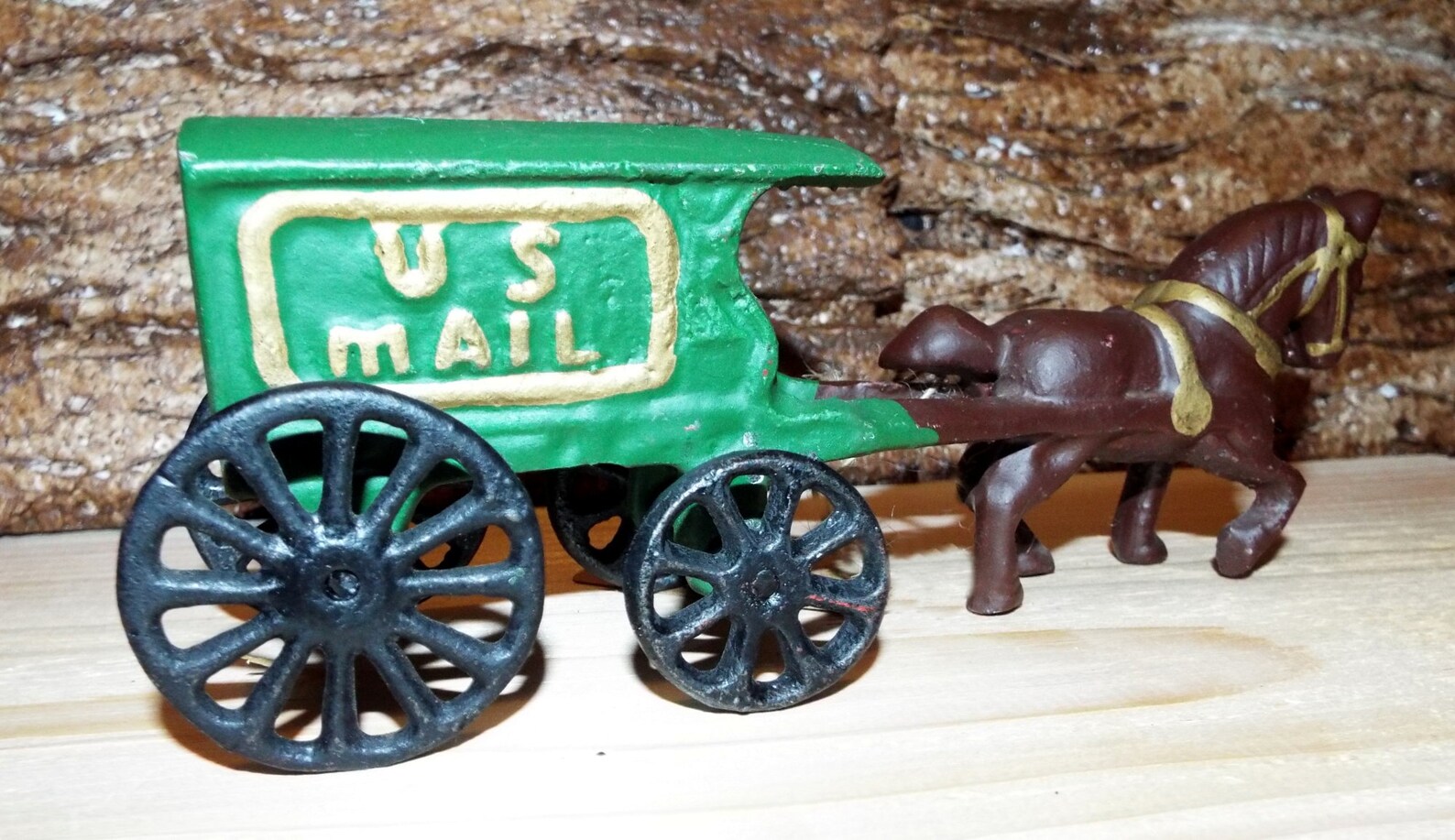 Vintage Cast Iron U.S. Mail Horse Drawn Wagon Great for Etsy