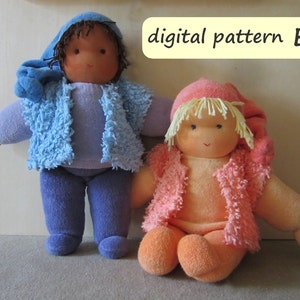PDF pattern for Waldorf doll ‘Loetje’, 34 cm (13.5&quot;) large. PDF download. Pattern with instruction in English. Waldorf doll tutorial