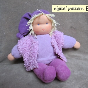PDF pattern for Waldorf doll ‘Loetje’, 34 cm (13.5&quot;) large. PDF download. Pattern with instruction in English. Waldorf doll tutorial
