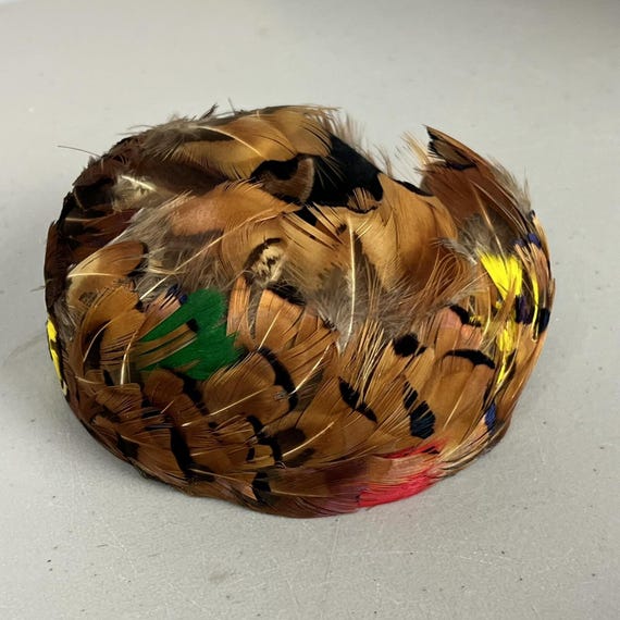 Vintage Pheasant Feather Fascinator Brown Headband Mid 