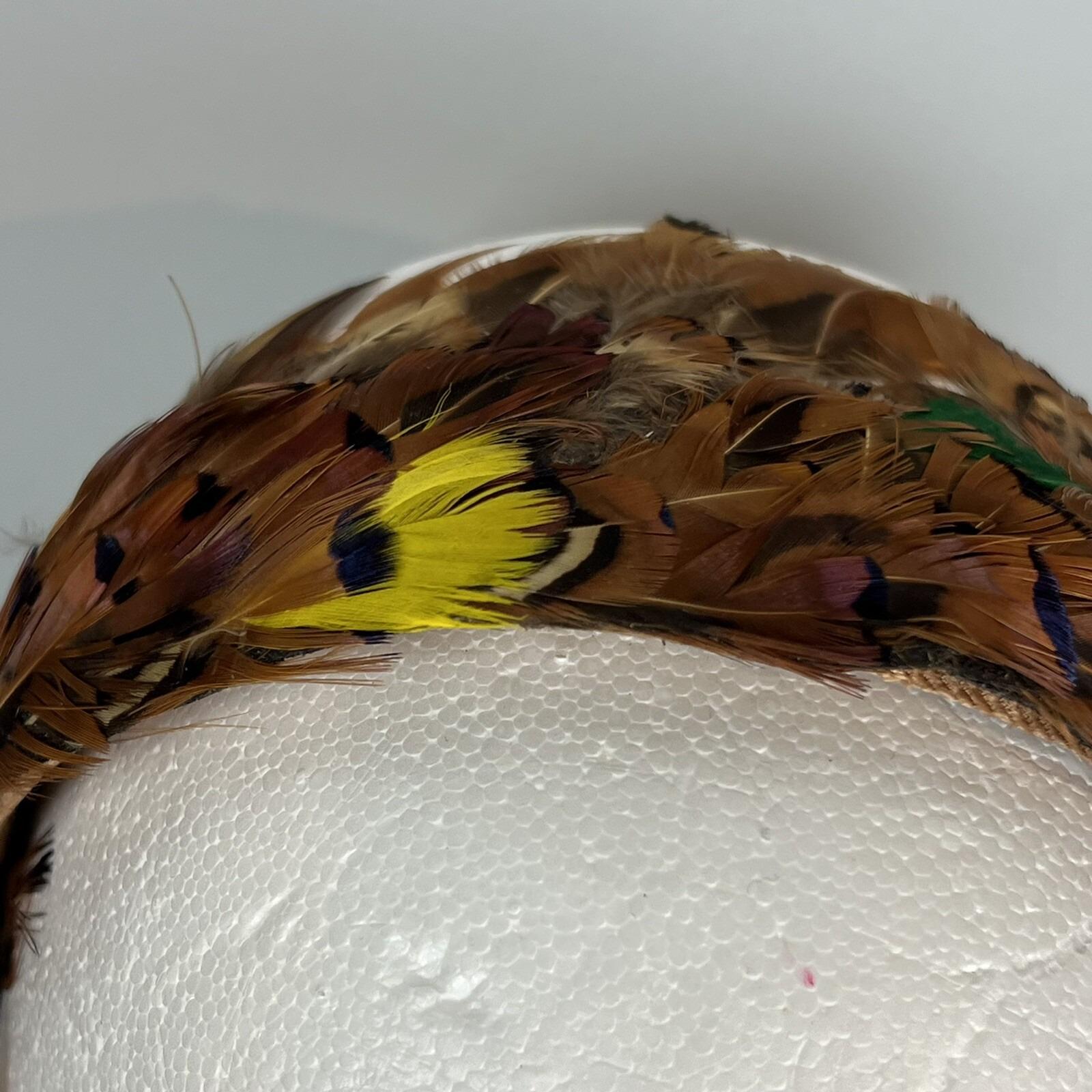 Vintage Pheasant Feather Fascinator Brown Headband Mid  display picture 3