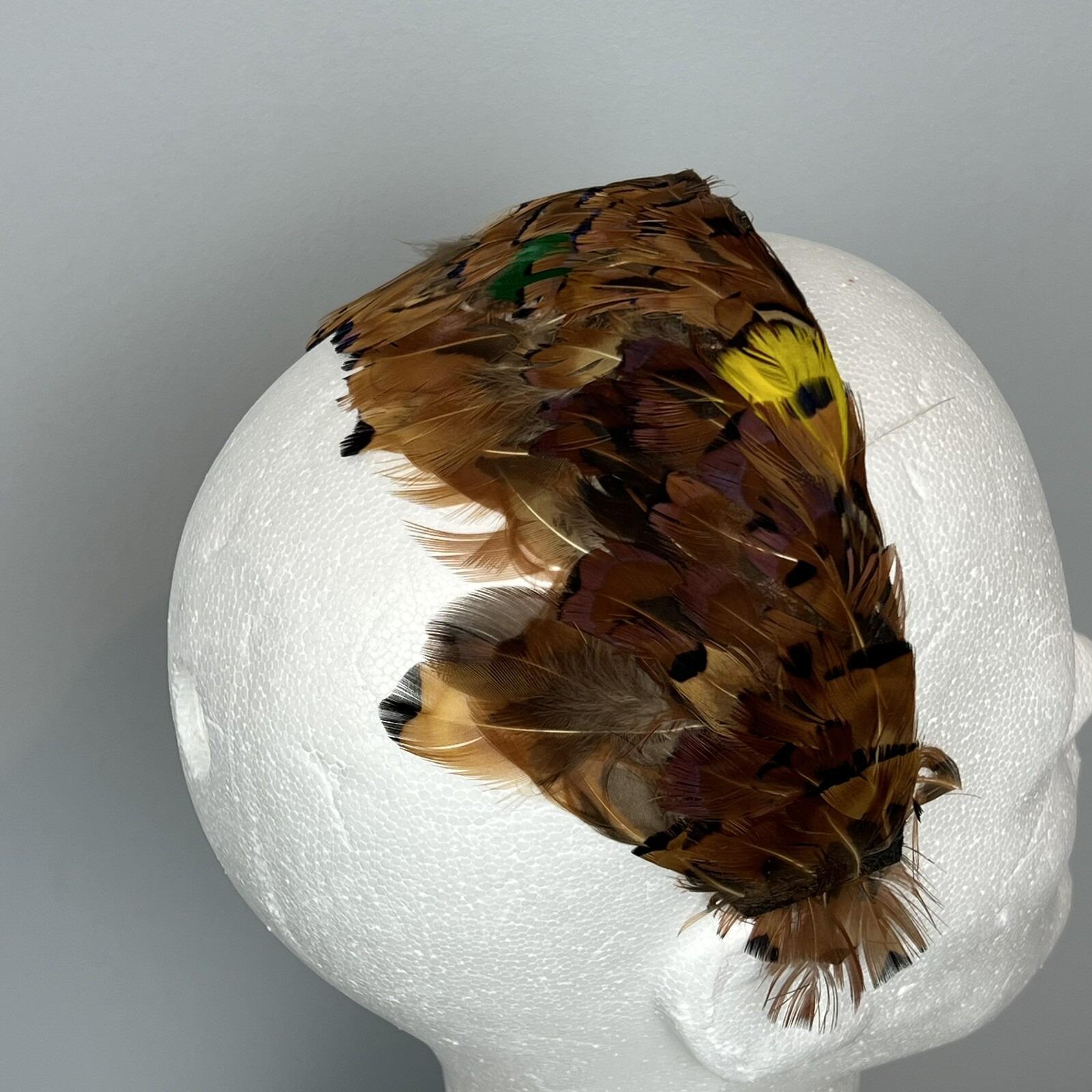 Vintage Pheasant Feather Fascinator Brown Headband Mid  display picture 2