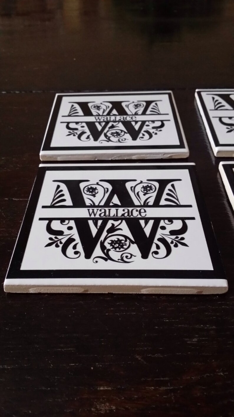 Set of 4 Ceramic SplitLetter/Name Coasters Etsy