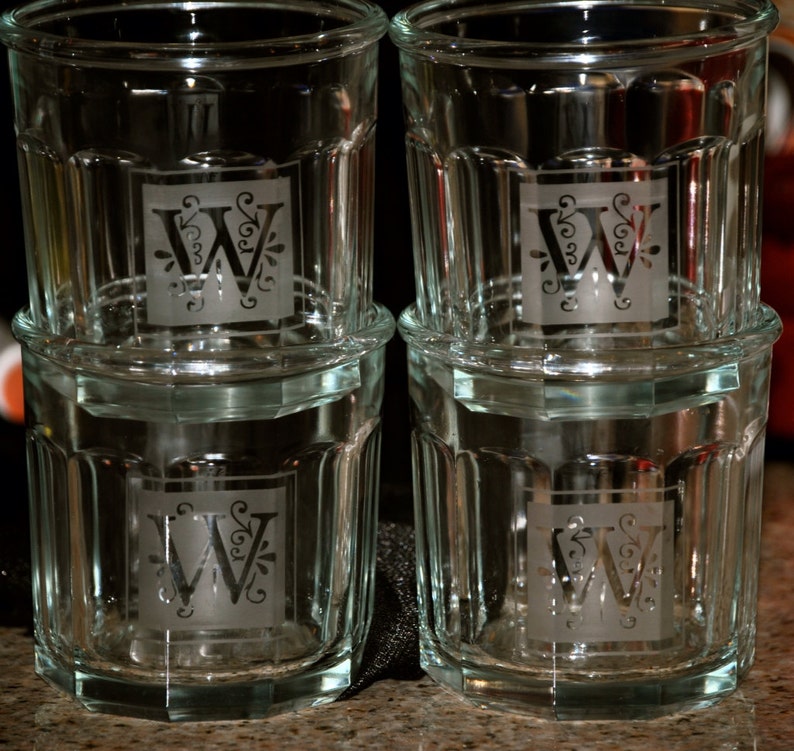Set of 4 Personalized Etched Glassware Etsy