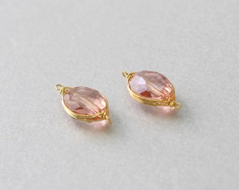1pc P942-G-PK Gold Plated Pink Glitter Line Epoxy Rectangle Pendant