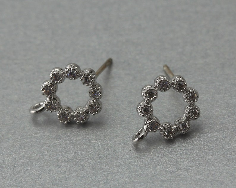 Polished Original Rhodium Plated 10 Pieces C1211S-010 Round Post Earring