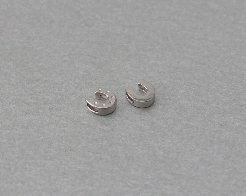 10 Pieces C9082S-010 Horseshoe Brass Pendant Polished Original Rhodium Plated